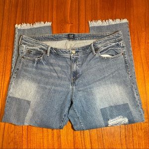 Gap distressed girlfriend jeans with raw hem
